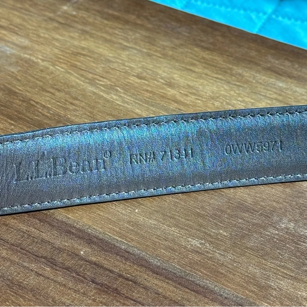 Vintage L.L.Bean 46 Men’s Brown Leather Belt Solid Brass Buckle Made in Turkey